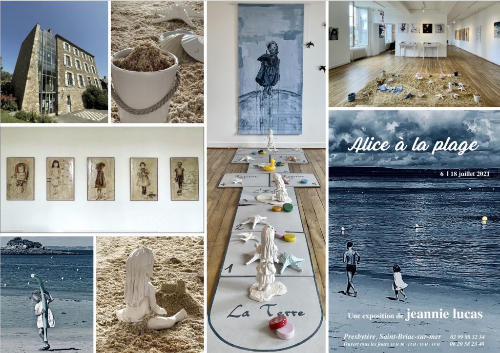 "Alice à la plage", Exposition de Jeannie Lucas, Saint-Briac-sur-mer, galerie du Presbytère, juillet 2021